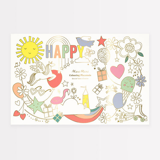 Happy Icons Coloring Placemats (x 8)