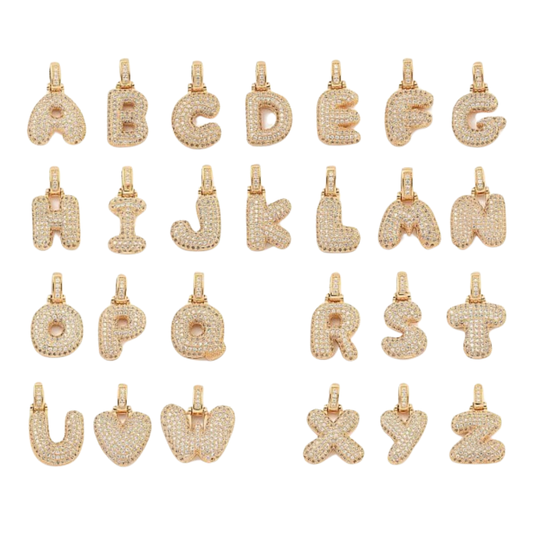 Light Gold Rhinestone Bubble Letter