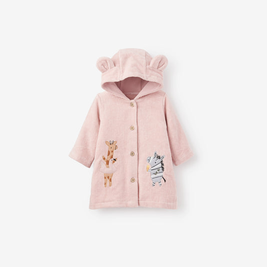 Pale Pink Seaside Safari Terry Beach Coverup 9-12mo