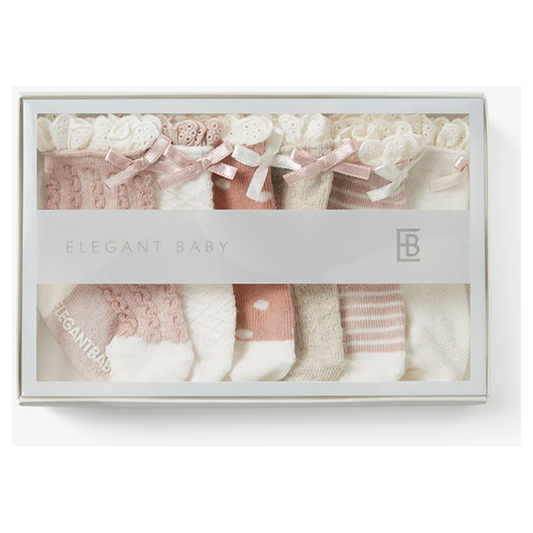 Fancy Pink Non Slip Baby Socks 6pk