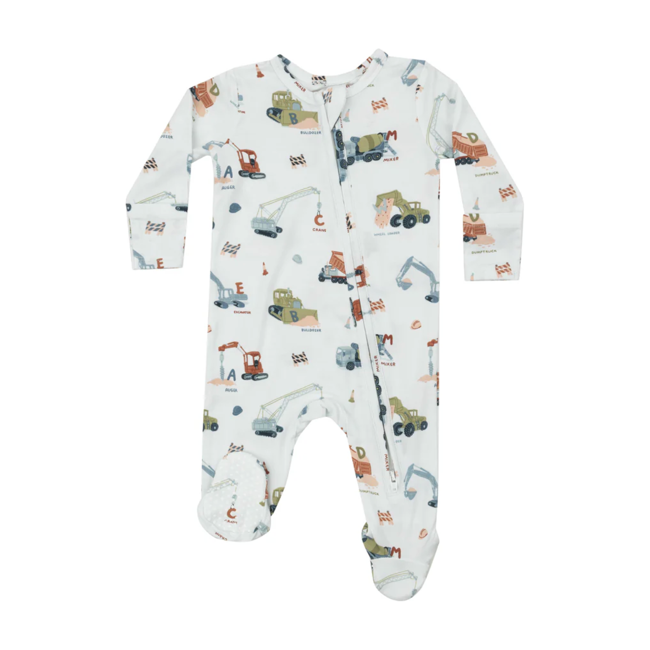 Construction Alphabet - 2 Way Zipper Footie