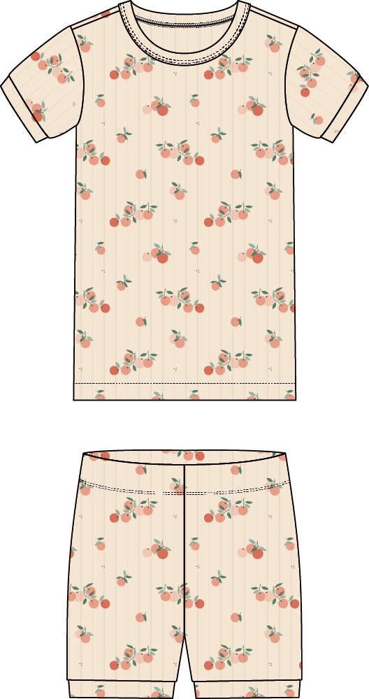 2PC PJ SET: S/S TOP + SHORTS ORANGES