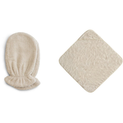 Organic Cotton Bath Mitt 2-Pack and Organic Cotton Baby Hooded Towel